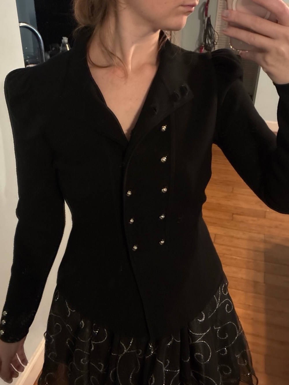 White House Black Market Black Military-Inspired Double-Breasted blazer - Picture 2 of 4